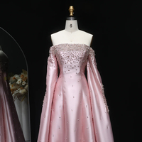 Janc ember LSZ575 Elegante Satin rosa Perlen Kristall Abend party Kleider Kleider für Frauen