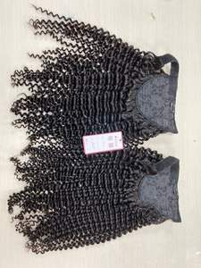 Prix usine Naturel Noir Remy Cheveux Clip-in Queue De Cheval Extensions De Cheveux 18 Pouces De Profondeur Bouclés Cheveux Humains - Product Image 3