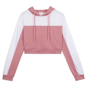 Women's Casual Long Sleeve Cropped Hoodie Color Blocked <b>Top</b> Sweatshirt Pullover <b>Crop</b> Hoodie - Product Image 4