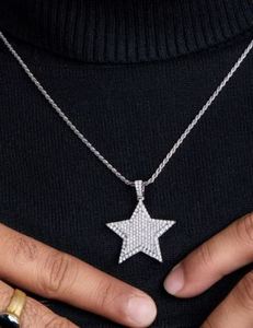 Collar de estrella 925 plata esterlina CZ diamante Iced Out Shining Star colgante collar, rapero Hip Hop Bling joyería regalo - Product Image 2