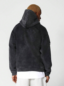 Tendance en détresse lavé à capuche personnalisé hommes tendance pull à capuche imprimé polaire confortable - Product Image 5