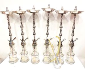 Premium lujo tradicional egipcio Shisha plata latón macizo dos niveles Mini Hookah profundo grabado a mano vástago de acero inoxidable - Product Image 2