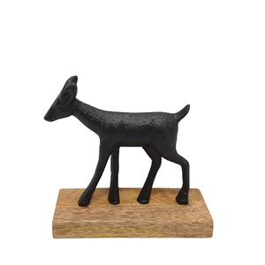 Reno navideño decorativo de aluminio y madera, con Base rectangular, Color negro y Natural, para decoración de mesa - Product Image 4