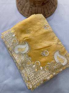 Sari de fête pour femmes, design de créateur, tissu Zain Exports, FENDY, en soie chiffon, broderie, bordure à passepoil, réversible - Product Image 5