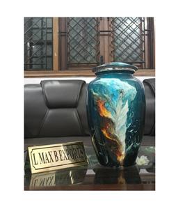 Urna de cremación de Metal de diseño moderno, alta calidad, hecha a mano, brillante, Pulida, para cenizas humanas, tarro, proveedores funerarios en India - Product Image 3