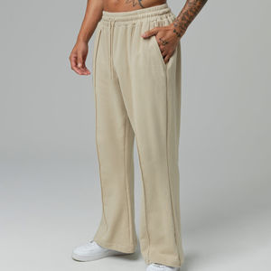 กางเกงวอร์มผู้ชายพิมพ์โลโก้ตามสั่ง มีกระเป๋าข้าง ขายดี สีพื้นเรียบง่าย สไตล์ลำลอง ทรงขาบาน - Product Image 3