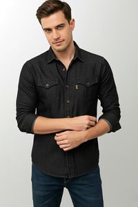 Chemises en jean de qualité supérieure, meilleures ventes, vente en gros, conception personnalisée OEM, nouvelle mode automne, style safari, 100% coton, séchage rapide - Product Image 2