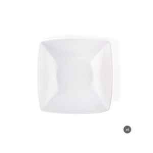 Set di 6 Piatti da Zuppa in Ceramica Quadrati Durevoli, Finitura Bianca Opaca, Design Nordico Minimalista ed Elegante, Eclipse by Excelsa - Product Image 1