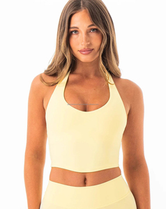 Ensemble de yoga uni de haute qualité pour femme, haut court à col licou, short moulant, sans couture, respirant, écologique, grandes tailles 180 - Product Image 3