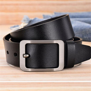 Ceinture en cuir véritable vintage pour homme avec boucle en alliage métallique durable, respirante, imperméable, motif à pois pour jeans - Product Image 4