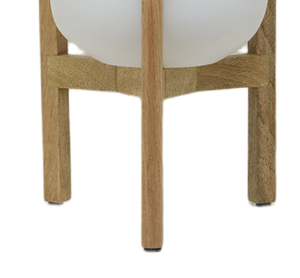 Maceta blanca con soporte de madera natural, perfecta para decoración interior moderna, balcón, jardín y exhibición de plantas domésticas, florero - Product Image 4