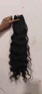 Mechones de pelo de mujer negro virgen rizado ondulado natural sin procesar máquina de vendedor barato pelos humanos de templo indio de doble trama - Product Image 5
