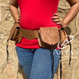 New Luxury Designer Full Grain Genuine Leather Utility <b>Belt</b> <b>Pocket</b> <b>Belt</b> Stylish & Functional Fanny Packs Tree <b>Pockets</b> Waist Bags - Product Image 1