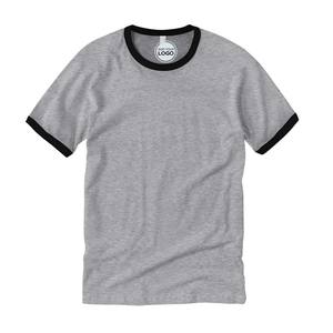 Venta al por mayor de algodón de manga corta con cuello redondo Camiseta Ringer para hombre Camiseta de manga corta con cuello redondo suave ajustado Ringer camisetas - Product Image 1