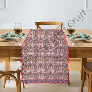 Venta caliente 100% algodón puro bordado borde caminos de mesa y bloque de mano impresión diseño tradicional a la venta para eventos de boda - Product Image 6