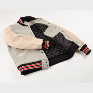 Chaqueta universitaria de béisbol con manga de cuero PU CUMAX SPORTS, abrigo Bomber de lana universitario personalizado para hombre, chaqueta OEM Letterman - Product Image 3