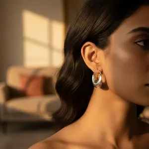 Boucles d'oreilles créoles modernes en argent pour un usage quotidien - Product Image 3