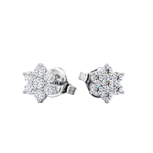 Boucles d'oreilles de luxe en or 14 carats pour femmes bijoux fins avec diamant naturel cultivé en laboratoire en blanc rose jaune or rose motif fleur - Product Image 1