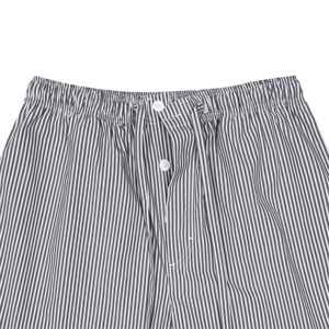 Pijama tejido con bolsillo cruzado de rayas marrones Pantalones de salón de ajuste regular Mezcla de algodón suave, cordón y bolsillos Ropa de dormir - Product Image 5