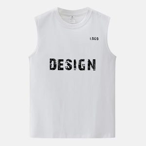 100% algodón 210g deportes Fitness chaleco sin mangas para hombres camiseta de gran tamaño hombro ancho sólido de punto camiseta sin mangas para hombres - Product Image 6