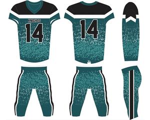 Maillots de football américain personnalisés à sublimation, manches courtes, vêtements de sport imprimés pour adultes, hommes, avec nom et couleurs d'équipe personnalisés - Product Image 6