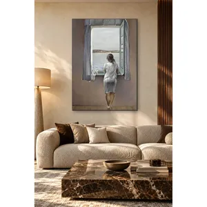 Fida Dali Femme regardant la mer depuis une fenêtre, impression sur toile - Product Image 5