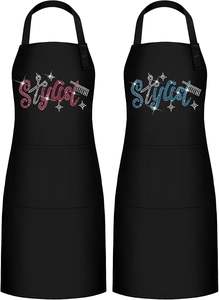 Coume 2 Pcs Hair Stylist <b>Apron</b> Hairstylist Salon <b>Apron</b> with Rhinestone Tools 3 Pockets <b>Waterproof</b> - Product Image 4