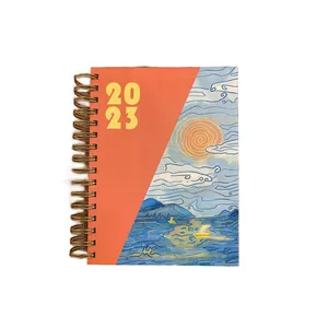 2024 impresión personalizada sin fecha semanal planificador de objetivos mensuales Agenda anual encuadernación de alambre organizador de tapa dura cuaderno en espiral