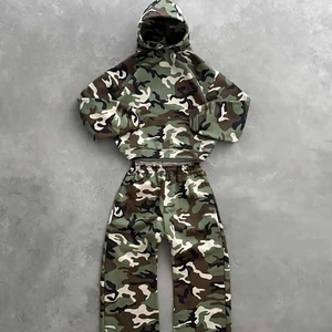 Custom <b>Men's</b> Streetwear <b>Cargo</b> <b>Pants</b> Embroidered Diamond <b>Camouflage</b> Zipper Hoodie Set for Outdoor Hunting Motorcycle Off-Road - Product Image 4