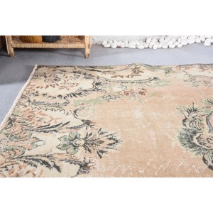 พรมตุรกีวินเทจขนาดใหญ่ 5.9 x 8.7 ฟุต ลายปะติดสีเบจเขียวคลาสสิก ทำจากวัสดุขนสัตว์ ยางพารา เป็นมิตรกับสิ่งแวดล้อม ขนปานกลาง - Product Image 2