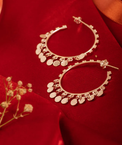 <b>Gold</b> <b>Plated</b> Plain Texture <b>Hoop</b> <b>Earring</b> Solid 925 Sterling Silver Romantic Fashionable <b>Earring</b> For Wedding Gift Or Anniversary. - Product Image 2