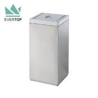 SD-31 50L 14Gal Poubelle publique urbaine à 4 compartiments carrés avec couvercle pivotant pour la tri sélectif des déchets