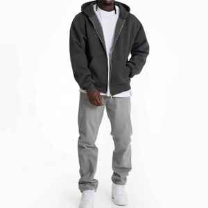 Sudadera con Capucha para Hombre, Estilo Urbano, con Estampado Vintage Bordado, Cierre de Cremallera, Hombros Caídos, Corte Recto, Tejido Grueso Antiencogimiento - Product Image 5