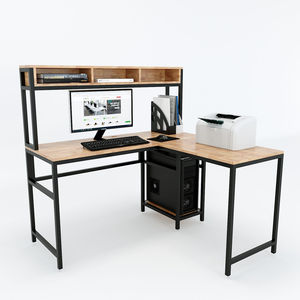 L-Shaped <b>Corner</b> PC/Gaming <b>Desk</b> with Wooden Bookshelf and Drawer 120x130x133cm 12-Month Guarantee COD68037 for Hotels - Product Image 2