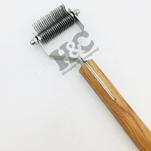 New Pet Hair Remove Stripping Knife Brush Stainless Steel <b>Dog</b> Pet Grooming <b>Scissors</b> and Wood Handle Cat Stripping Brush Set - Product Image 1