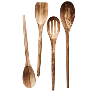 Ensemble d'ustensiles de cuisine 9pcs avec porte-cuillère Set d'ustensiles de cuisine en teck naturel Spatule en bois Fourchette à salade Set de cuillères en bois - Product Image 5