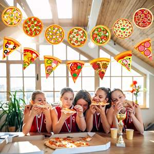 Spanduk pesta Pizza 2pcs, dekorasi pesta ulang tahun tema Pizza potongan Bannes untuk Pizza Pesta Ulang Tahun perlengkapan mandi bayi - Product Image 2