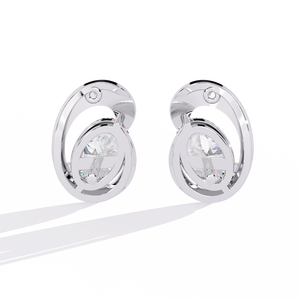 Boucles d'oreilles en or 18 carats avec diamants brillants de laboratoire, design élégant - Product Image 2