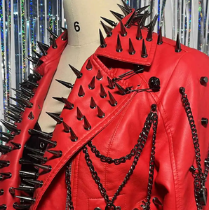 Vestes en cuir véritable pour femmes, mode hip-hop, vente en gros, veste en cuir véritable, personnalisation OEM, streetwear, vestes pour femmes - Product Image 3