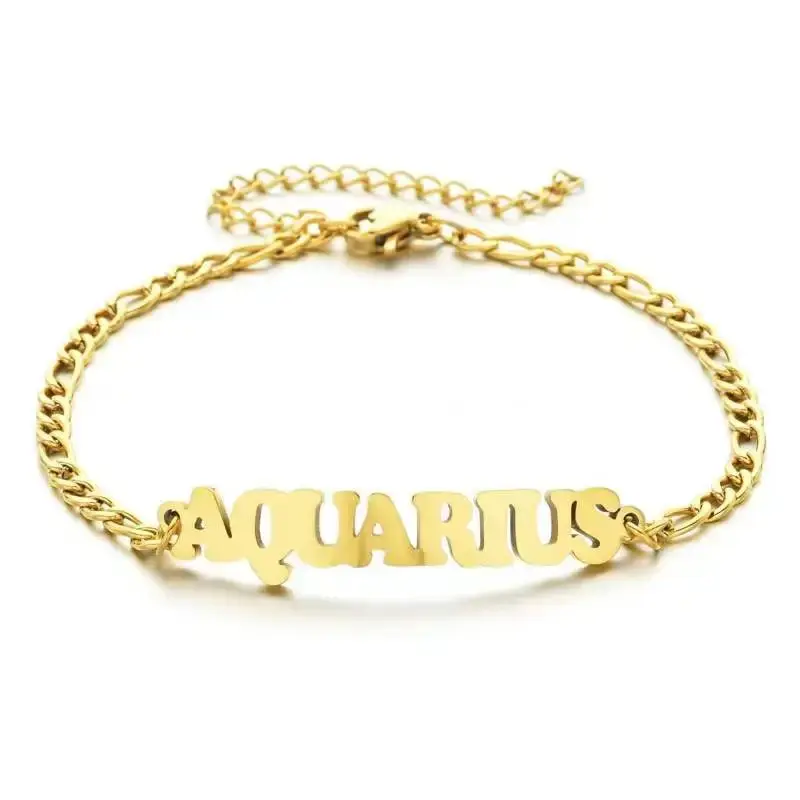 Personnalisation nom A à Z constellation signe plage acier inoxydable douze lettres bracelet cheville Figaro personnalité chaîne