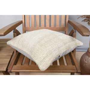 Alfombra de granja de lana Beige de 18x18 pulgadas, diseño rústico, almohada tejida, patrón Vintage, antideslizante, ecológico, extraíble y lavable - Product Image 4