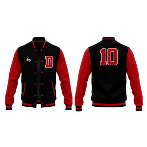 Veste universitaire rétro d'hiver avec col montant |   Fabricant de vestes de baseball coupe-vent écologiques avec logo personnalisé - Product Image 1