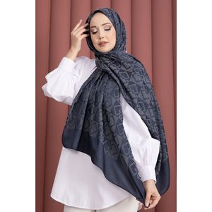 Bufanda Pashmina de Primera Calidad con Diseño Jacquard en Color Índigo, Material de Rayón y Seda para Otoño e Invierno - Product Image 2