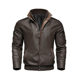 Servicio OEM, Chaqueta de Invierno de Cuero para Hombre al por Mayor, Cuello Alto, Logotipo Frontal, Resistente al Viento, Transpirable, Ecológica, de Alta Calidad, Privada - Product Image 1