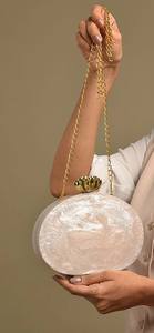Luxury Mother of Pearl <b>Clutch</b> for Women - Handmade Pearl Inlay Evening <b>Bag</b> with <b>Gold</b> Accents - Product Image 5