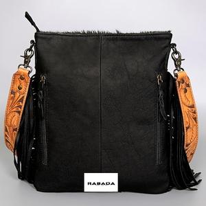 Estilo occidental Tooled Hair On Hide Fur Bolso de hombro de cuero Venta caliente Mujeres Handcrafted Tooled Leather Messenger Bags - Product Image 4