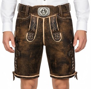2026 Most Popular Bavarian <b>Leather</b> <b>Short</b> Lederhosen Traditional Authentic German Outfit <b>Men</b> Plaid Breathable Mid Oktoberfest - Product Image 2