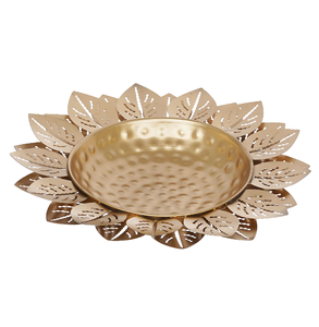 ชามทองเหลืองสำหรับตกแต่งตกแต่งหรูหราชามทองเหลืองเคลือบเงาลายใบไม้หรูหรา - Product Image 3