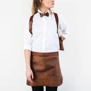 Handmade <b>Half</b>-Length Vintage Genuine Buffalo Leather Waist <b>Apron</b> Rustic Brown Reusable for Casual Chef Salon Barber Use - Product Image 3