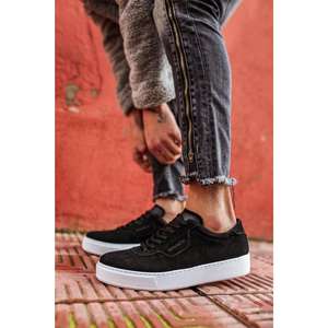 Men's Adult Casual <b>Shoes</b> 060 Black Suede (White <b>Sole</b>) Low Heels (1-4 Cm) - Product Image 2